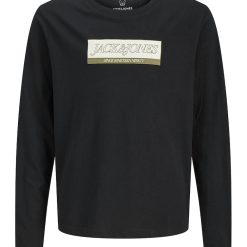 Bluza din bumbac cu decolteu la baza gatului si imprimeu logo-BAIETI/IMBRACAMINTE/Bluze-IMBRACAMINTE/Bluze