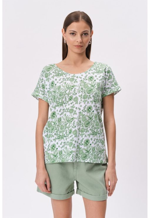 Bluza lejera cu decupaj pe partea din spate si maneci scurte-FEMEI/IMBRACAMINTE/Bluze-IMBRACAMINTE/Bluze