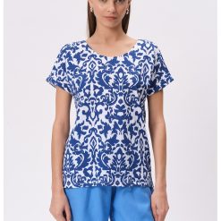 Bluza lejera cu decupaj pe partea din spate si maneci scurte-FEMEI/IMBRACAMINTE/Bluze-IMBRACAMINTE/Bluze