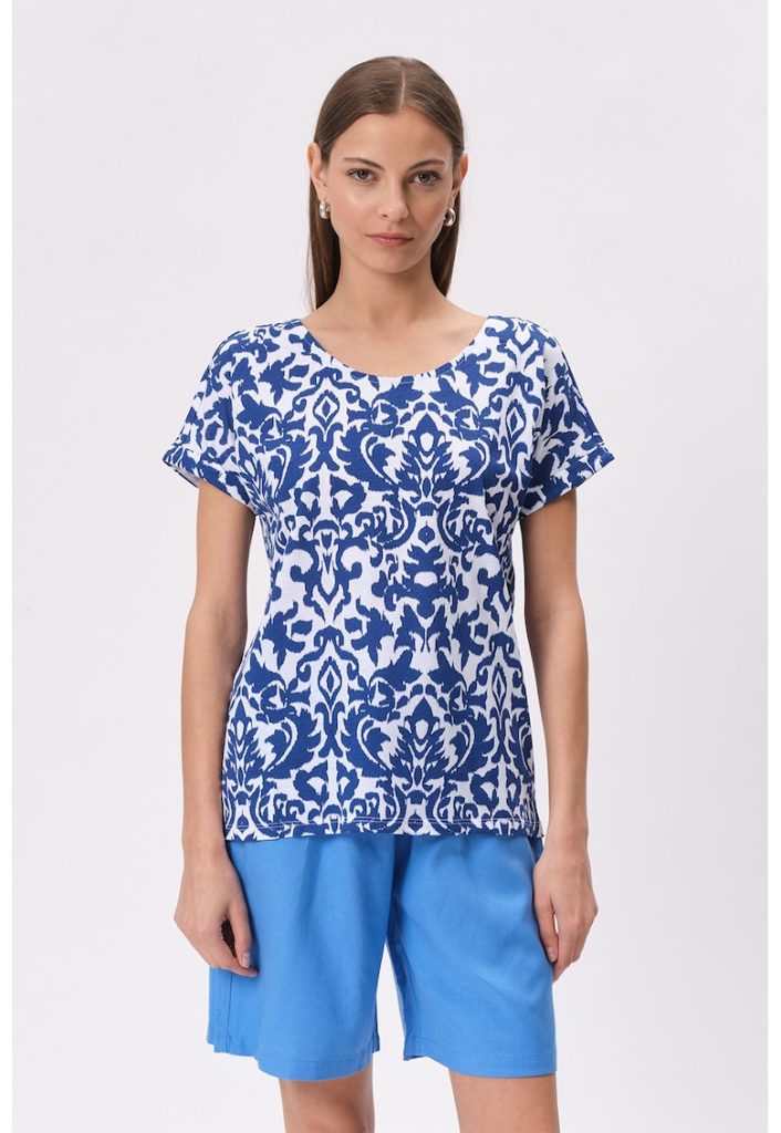 Bluza lejera cu decupaj pe partea din spate si maneci scurte-FEMEI/IMBRACAMINTE/Bluze-IMBRACAMINTE/Bluze