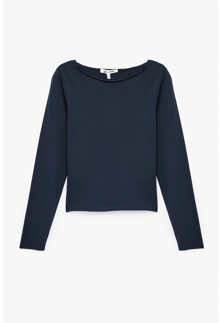 Bluza slim fit cu decolteu barcuta-FEMEI/IMBRACAMINTE/Bluze-IMBRACAMINTE/Bluze