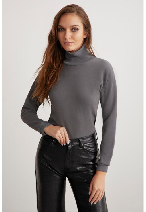 Bluza slim fit cu guler inalt-FEMEI/IMBRACAMINTE/Bluze-IMBRACAMINTE/Bluze