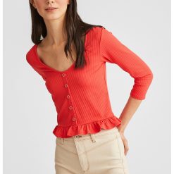 Bluza striata cu nasturi decorativi-FEMEI/IMBRACAMINTE/Bluze-IMBRACAMINTE/Bluze