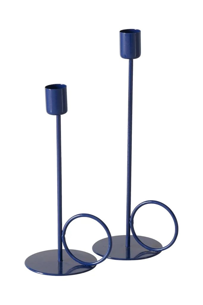 Boltze sfeșnic decorativ Mega 2-pack culoarea bleumarin-Decor