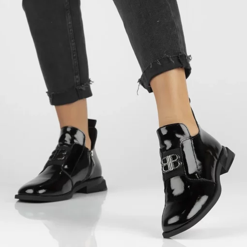 Botine piele naturala 4763 negru-Ghete si botine-Ghete si botine