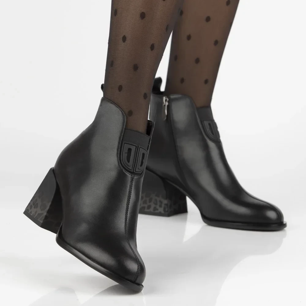 Botine piele naturala 7356 negru-Ghete si botine-Ghete si botine