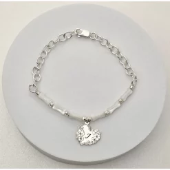 Bratara Buchet din Inima - Personalizat cu Initiala – Perle Bambus si Bilute – Argint 925-Colectii >> Comori Perlate >> Noutati