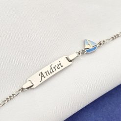 Bratara bebe - Placuta cu nume - Simbol barcuta colorata si lantisor - Argint 925-Landing Page Categorii >> Bebe si Botez >> Bratari bebe Argint >> Promoții >> Noutati