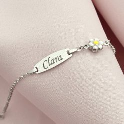 Bratara bebe - Placuta cu nume - Simbol floare colorata si lantisor - Argint 925-Landing Page Categorii >> Bebe si Botez >> Bratari bebe Argint >> Promoții >> Noutati