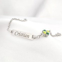 Bratara bebe - Placuta cu nume - Trifoi colorat si lantisor - Argint 925 Rodiat-Landing Page Categorii >> Bebe si Botez >> Bratari bebe Argint >> Promoții