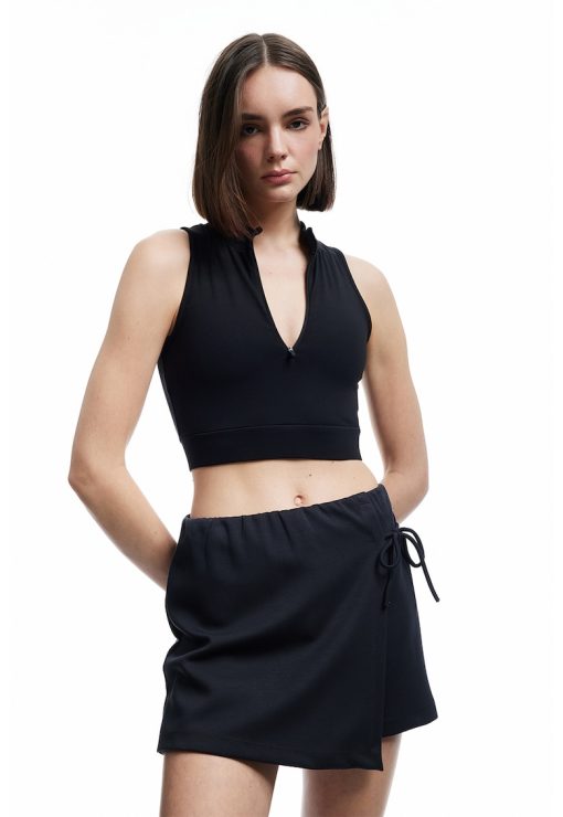 Bustiera crop cu fermoar-FEMEI/SPORT/Tricouri si bustiere-SPORT/Tricouri si bustiere