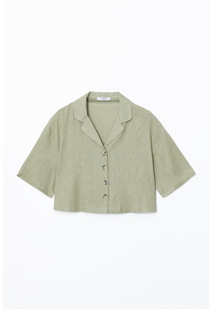 Camasa crop cu decolteu in V-FEMEI/IMBRACAMINTE/Camasi-IMBRACAMINTE/Camasi