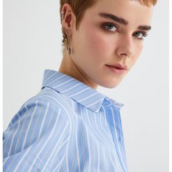 Camasa crop cu dungi si talie slim fit-FEMEI/IMBRACAMINTE/Camasi-IMBRACAMINTE/Camasi