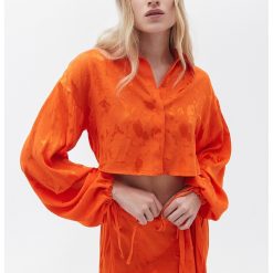 Camasa crop cu maneci cazute-FEMEI/IMBRACAMINTE/Camasi-IMBRACAMINTE/Camasi