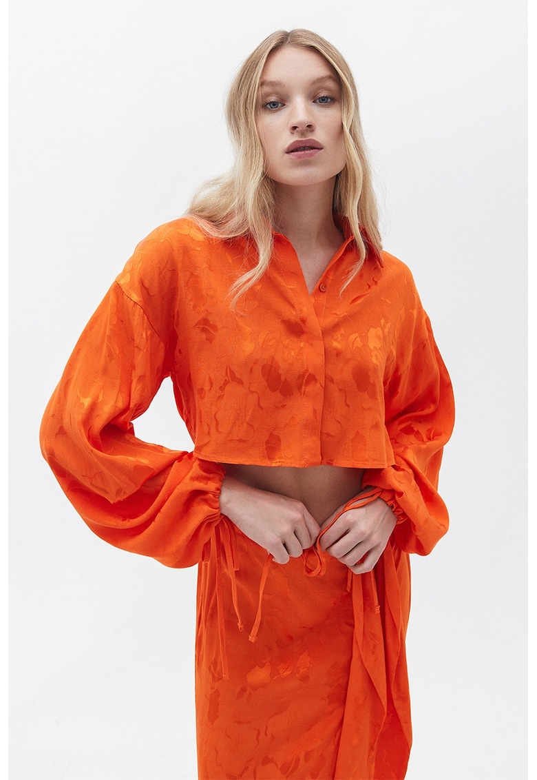 Camasa crop cu maneci cazute-FEMEI/IMBRACAMINTE/Camasi-IMBRACAMINTE/Camasi