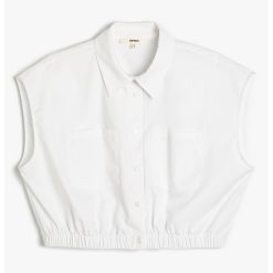 Camasa crop de bumbac fara maneci-FEMEI/IMBRACAMINTE/Camasi-IMBRACAMINTE/Camasi