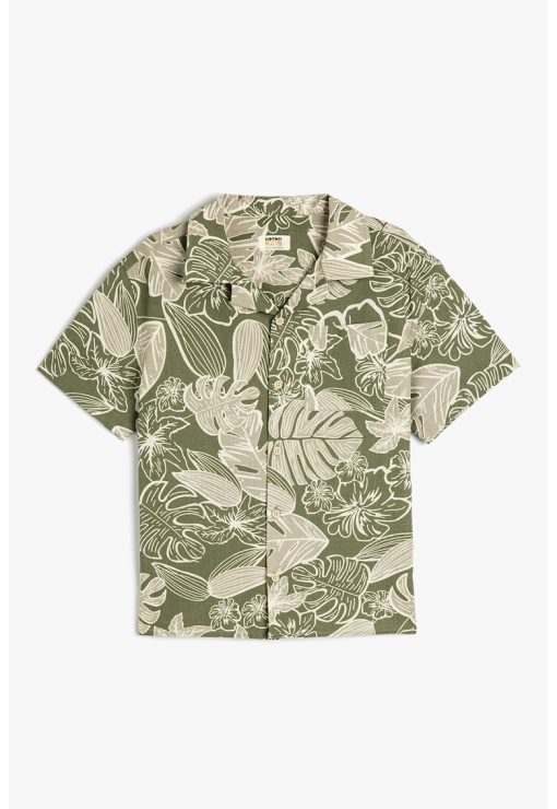 Camasa cu imprimeu tropical si maneci scurte-BAIETI/IMBRACAMINTE/Camasi-IMBRACAMINTE/Camasi