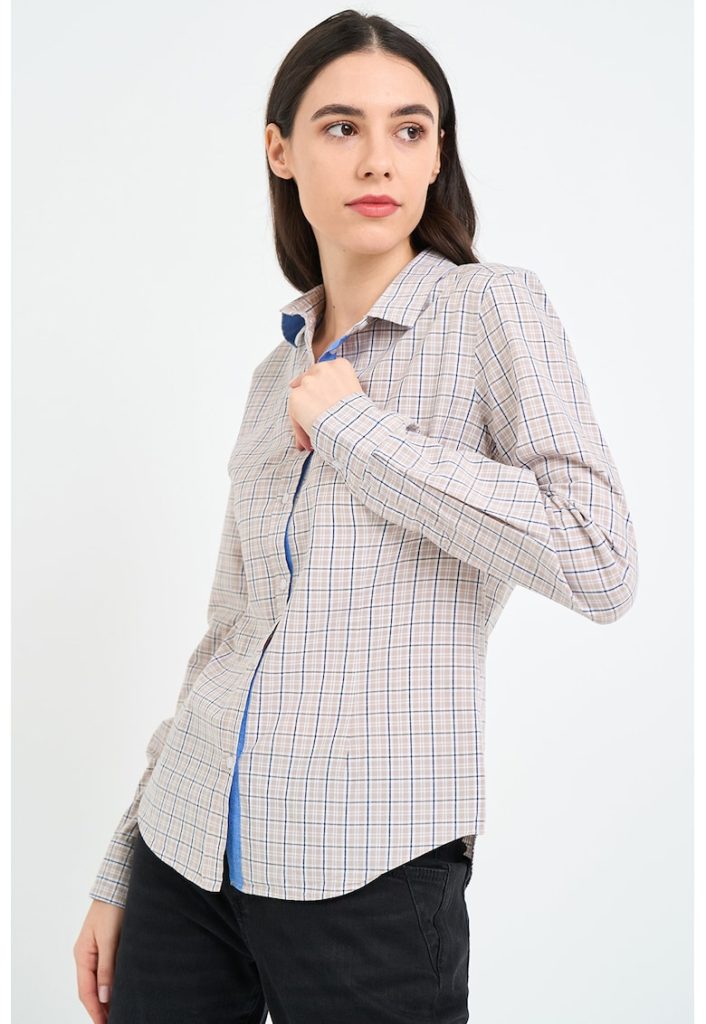Camasa cu maneci lungi si model in carouri-FEMEI/IMBRACAMINTE/Camasi-IMBRACAMINTE/Camasi