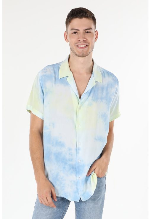 Camasa cu maneci scurte si model tie-dye-BARBATI/IMBRACAMINTE/Camasi-IMBRACAMINTE/Camasi