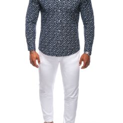 Camasa din amestec de bumbac cu model-BARBATI/IMBRACAMINTE/Camasi-IMBRACAMINTE/Camasi