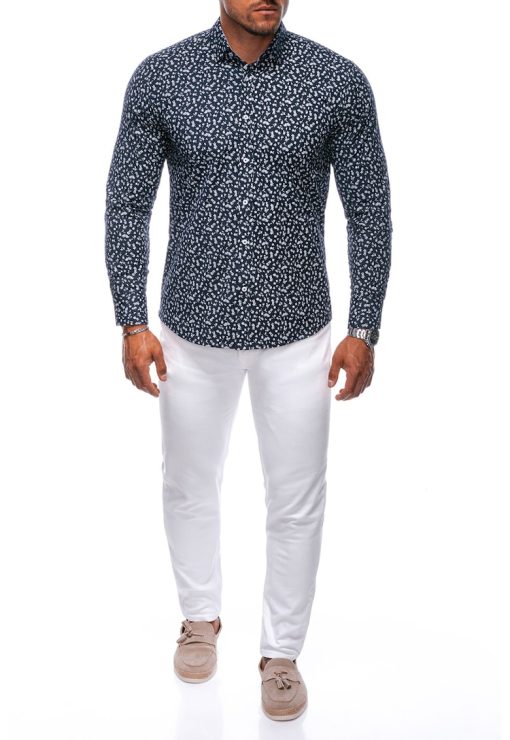 Camasa din amestec de bumbac cu model-BARBATI/IMBRACAMINTE/Camasi-IMBRACAMINTE/Camasi