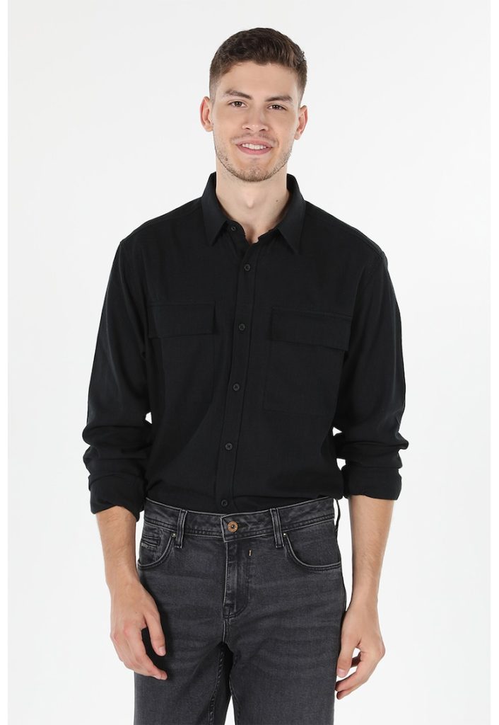 Camasa din bumbac cu buzunare cu clapa-BARBATI/IMBRACAMINTE/Camasi-IMBRACAMINTE/Camasi