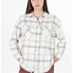 Camasa din bumbac cu model in carouri-FEMEI/IMBRACAMINTE/Camasi-IMBRACAMINTE/Camasi