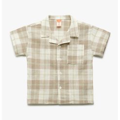 Camasa din bumbac cu model in carouri si maneci scurte-BAIETI/IMBRACAMINTE/Camasi-IMBRACAMINTE/Camasi