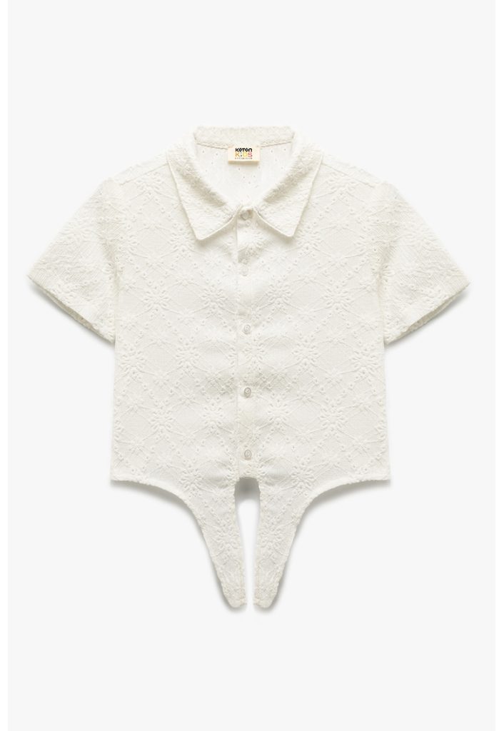 Camasa din dantela Sangallo cu terminatie cu snur de ajustare-FETE/IMBRACAMINTE/Camasi-IMBRACAMINTE/Camasi