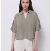 Camasa lejera din amestec de in cu buzunare pe piept-FEMEI/IMBRACAMINTE/Camasi-IMBRACAMINTE/Camasi