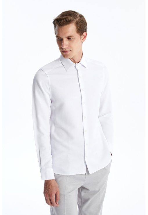 Camasa slim fit cu aspect texturat-BARBATI/IMBRACAMINTE/Camasi-IMBRACAMINTE/Camasi