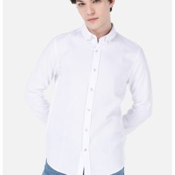 Camasa slim fit cu guler fixat cu nasturi-BARBATI/IMBRACAMINTE/Camasi-IMBRACAMINTE/Camasi