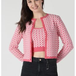 Cardigan slim fit in carouri-FEMEI/IMBRACAMINTE/Pulovere si cardigane-IMBRACAMINTE/Pulovere si cardigane