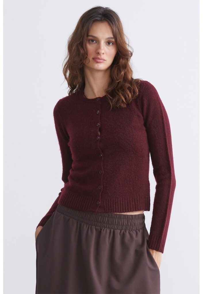 Cardigan tricotat cu decolteu la baza gatului-FEMEI/IMBRACAMINTE/Pulovere si cardigane-IMBRACAMINTE/Pulovere si cardigane