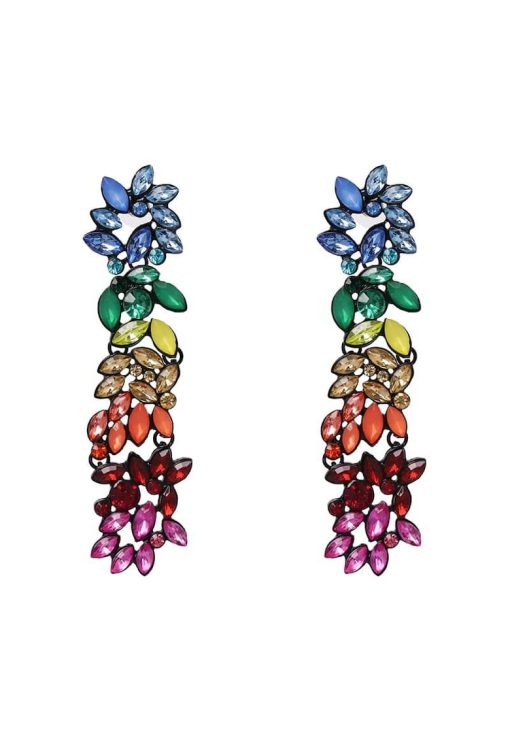 Cercei lungi cu pietre colorate Alpree C4 -  Aliaj metalic - Multicolor-FEMEI/GENTI SI ACCESORII/Bijuterii-GENTI SI ACCESORII/Bijuterii