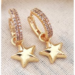 Cercei rotunzi cu detalii cu stele-FEMEI/GENTI SI ACCESORII/Bijuterii-GENTI SI ACCESORII/Bijuterii