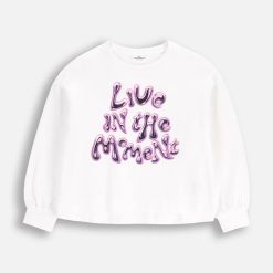 Coccodrillo hanorac de bumbac pentru copii culoarea alb