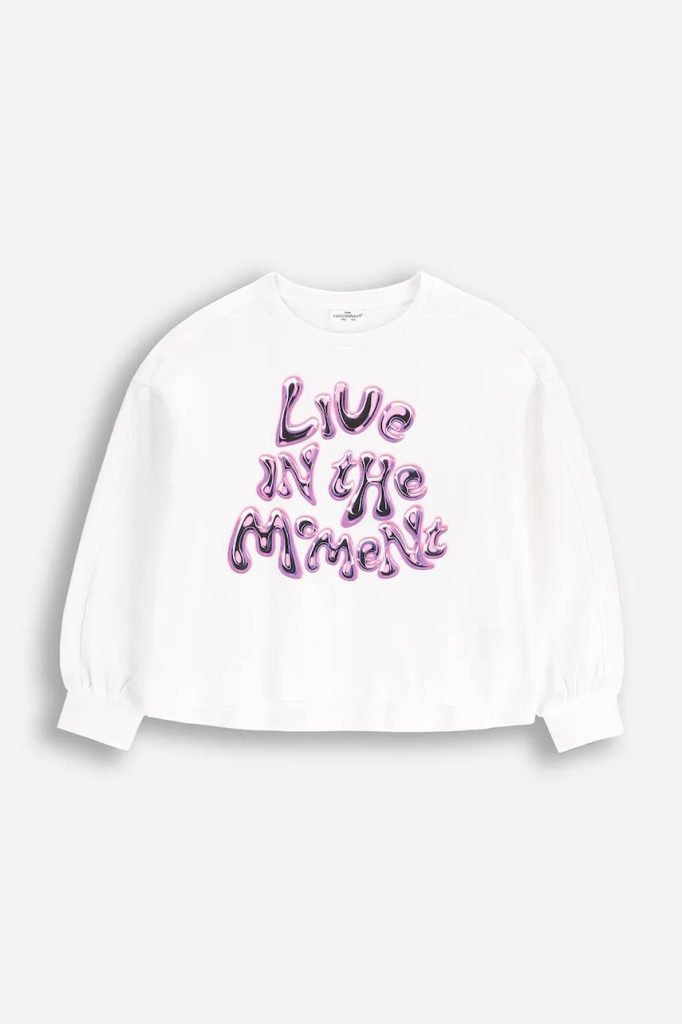 Coccodrillo hanorac de bumbac pentru copii culoarea alb