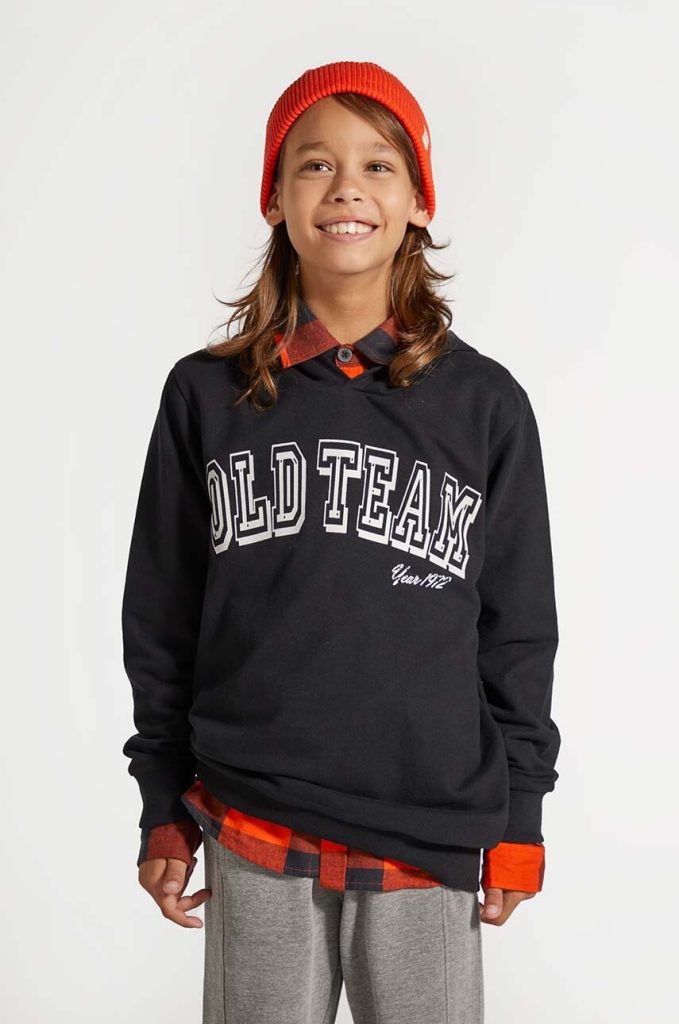 Coccodrillo hanorac de bumbac pentru copii culoarea negru