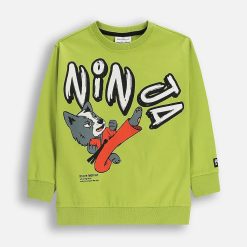 Coccodrillo hanorac de bumbac pentru copii culoarea verde