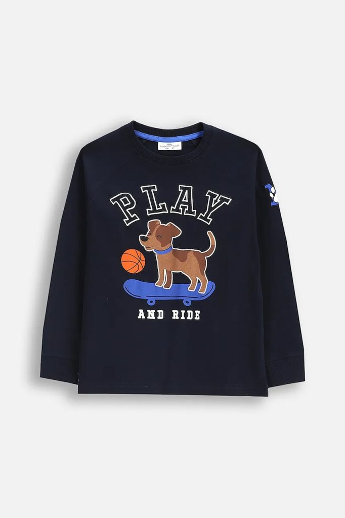 Coccodrillo longsleeve din bumbac pentru copii culoarea bleumarin