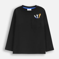 Coccodrillo longsleeve din bumbac pentru copii culoarea negru