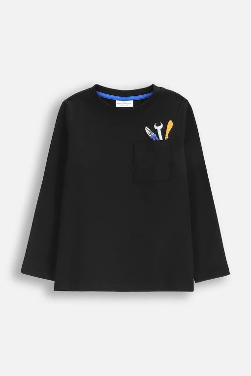 Coccodrillo longsleeve din bumbac pentru copii culoarea negru