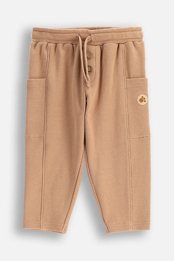 Coccodrillo pantaloni de trening din bumbac pentru bebeluși culoarea bej