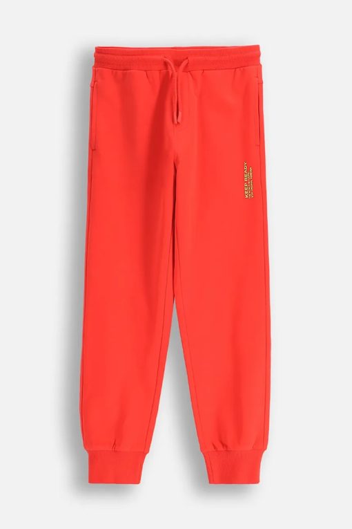 Coccodrillo pantaloni de trening din bumbac pentru copii culoarea rosu