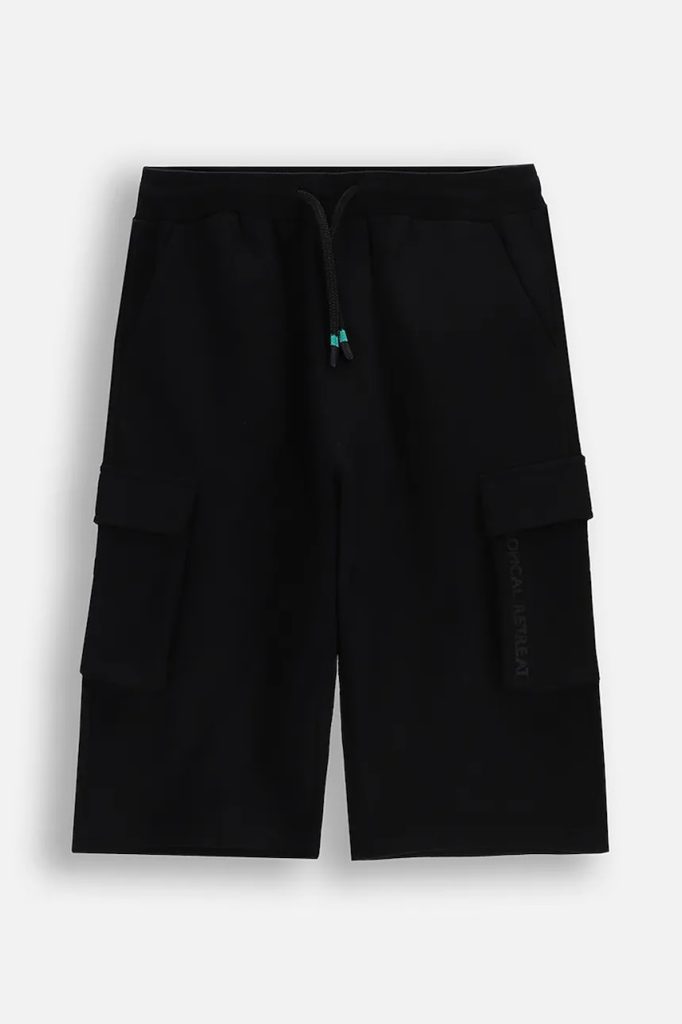 Coccodrillo pantaloni scurți din bumbac pentru copii culoarea negru