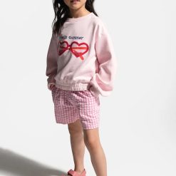 Coccodrillo pantaloni scurți din bumbac pentru copii culoarea roz