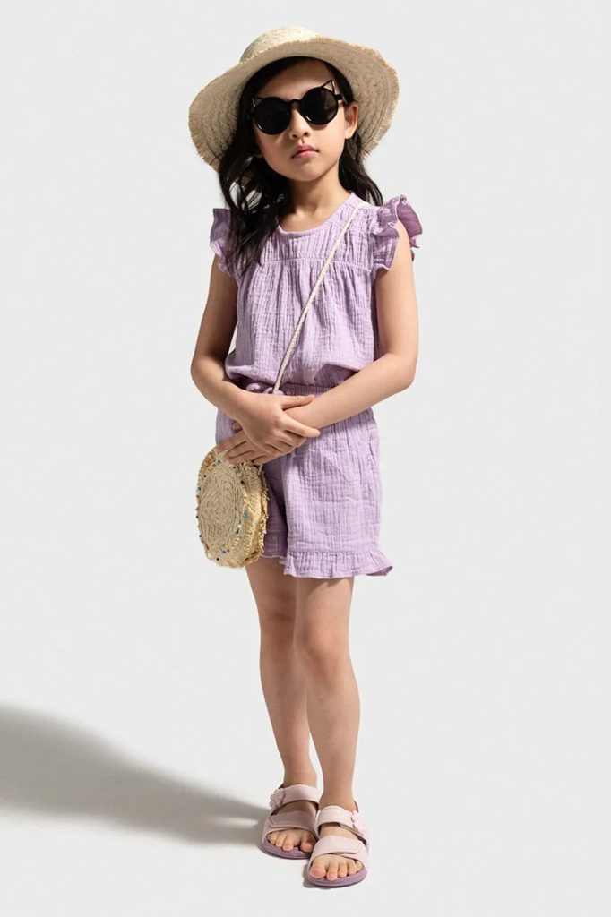 Coccodrillo pantaloni scurți din bumbac pentru copii culoarea violet