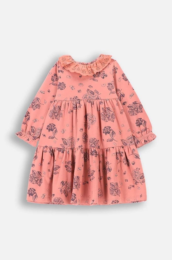 Coccodrillo rochie din bumbac pentru bebeluși culoarea roz
