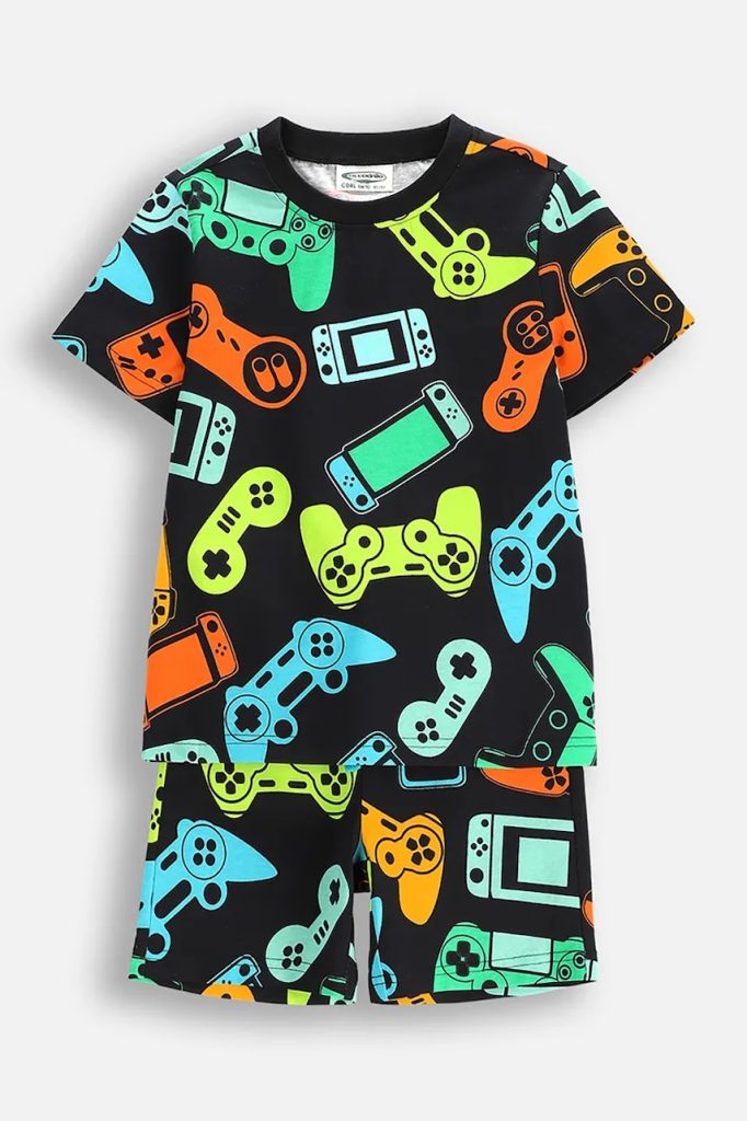 Coccodrillo set de pijama de bumbac pentru copii culoarea gri